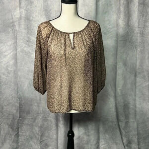 Miami Sheer Leopard Print Blouse with Keyhole Detail - size Small